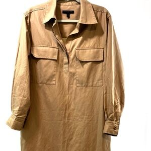 Banana Republic Utility Dress Cargo Safari Tan Twill Shirt Medium